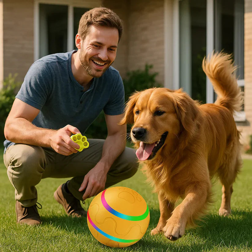 Izturīga un ilgmūžīga pats ripojošā suņu rotaļbumba