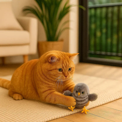 Plivinājoša un čivinoša putniņa rotaļlieta kaķiem