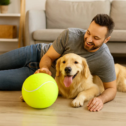 Izturīga, milzīga tenisa bumba – rotaļlieta suņiem
