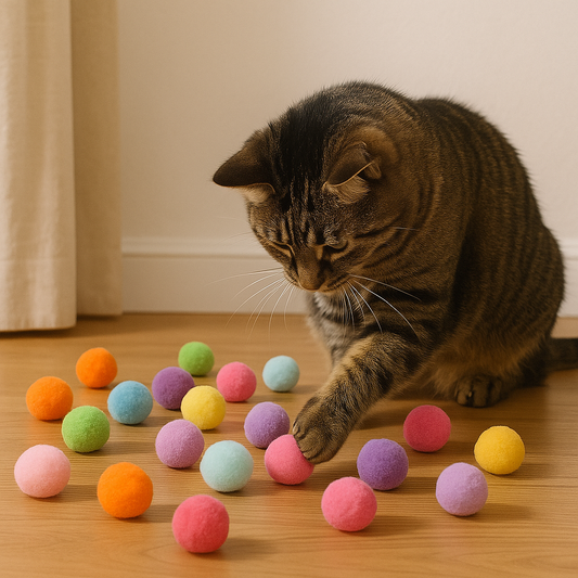 Interaktīvi mīkstie rotaļu bumbiņi kaķiem