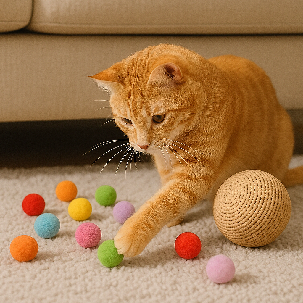 Interaktīvi mīkstie rotaļu bumbiņi kaķiem