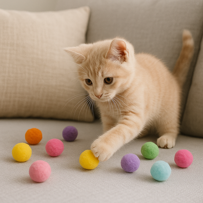 Interaktīvi mīkstie rotaļu bumbiņi kaķiem