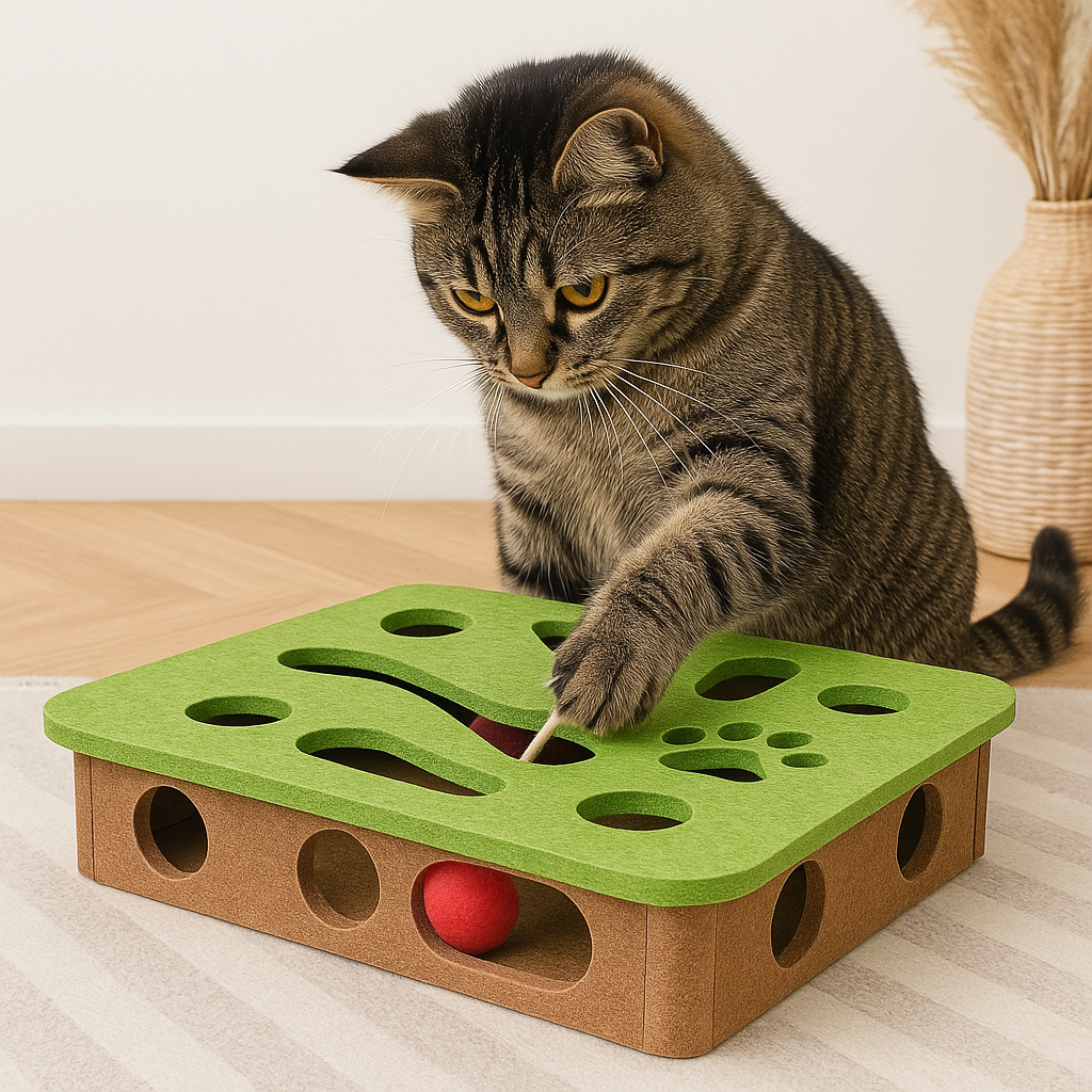 Interaktīvā mīklu kastīte ar bumbiņām kaķiem